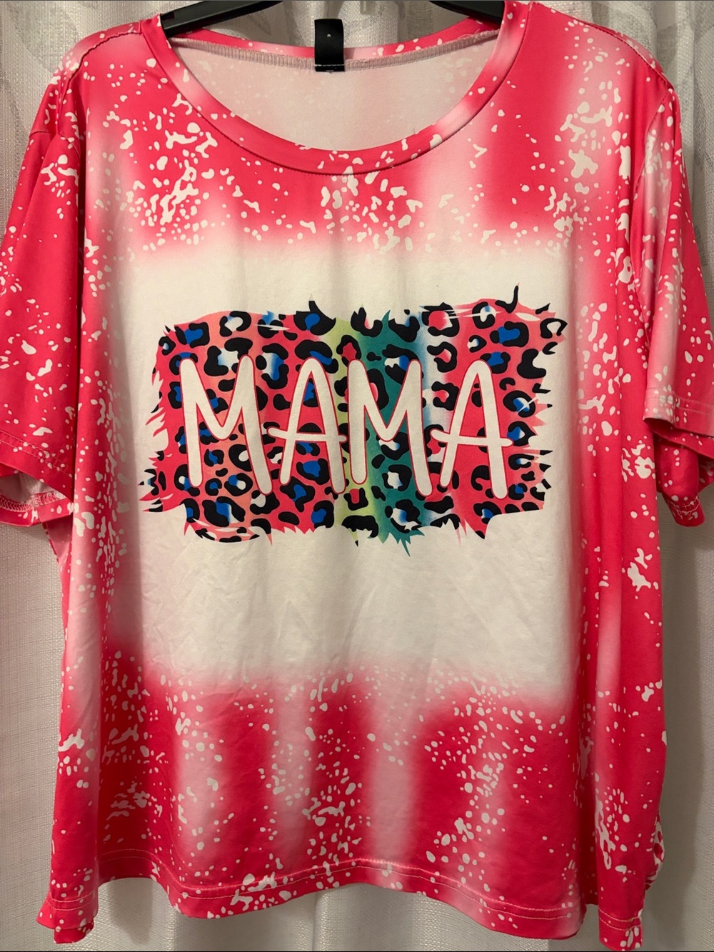 SHEIN Pink Ombre 'MAMA' Leopard Graphic Tee